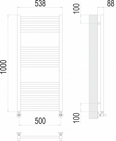 Приобрести terminus полотенцесушитель альба п16 50х100 см, водяной, хром