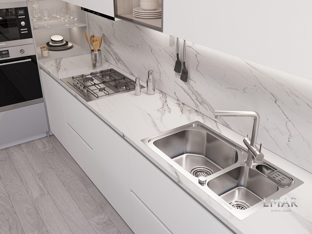 Приобрести oulin кухонная мойка 81х46 см, сатин oulin ol-9818