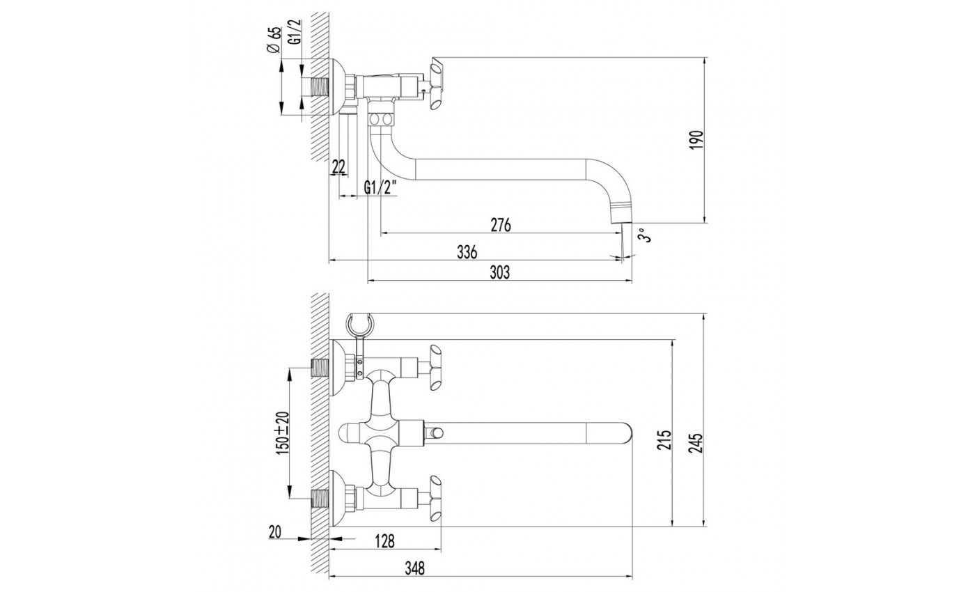 Приобрести lemark смеситель для ванны practica, двухвентильный, хром lm7551c