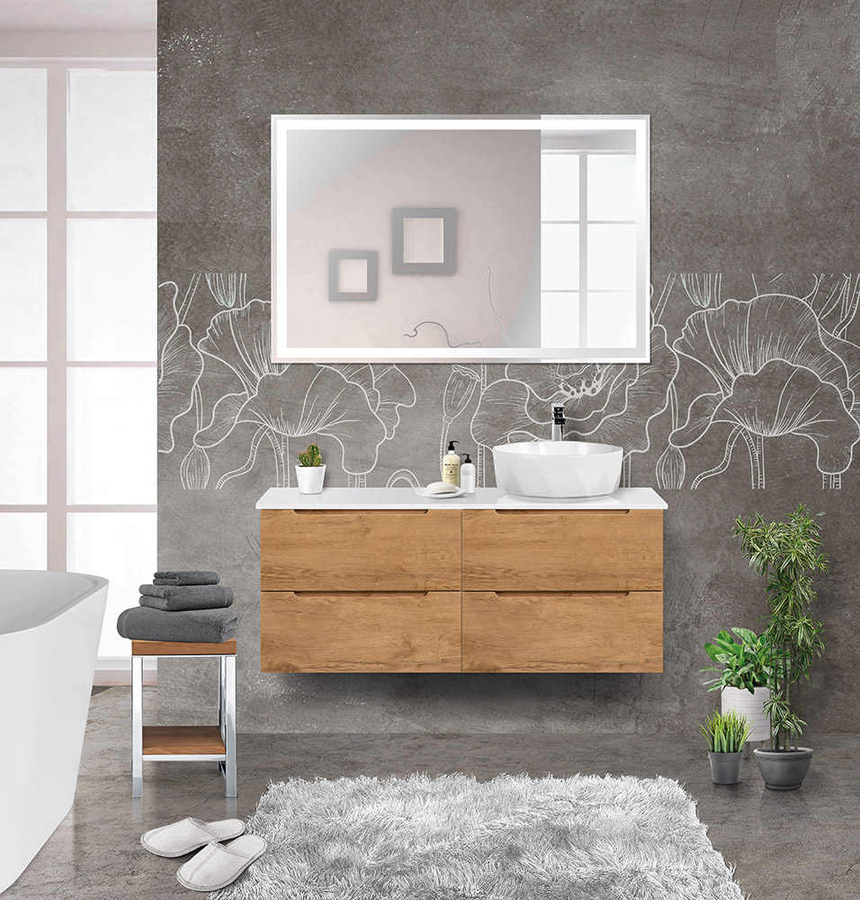 Приобрести belbagno тумба со столешницей etna 120 см, подвесная rovere nature, раковина справа