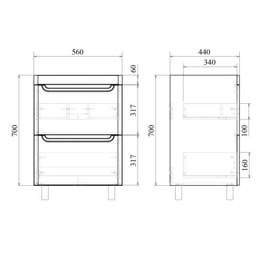Приобрести mirsant тумба напольная сити 60 см с раковиной миранда-60, белая ут000080936