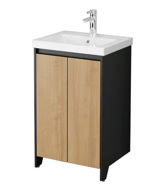 Приобрести тумба напольная с раковиной velvex klaufs 50 см tnkla.50.2d-617.217, черный/дерево