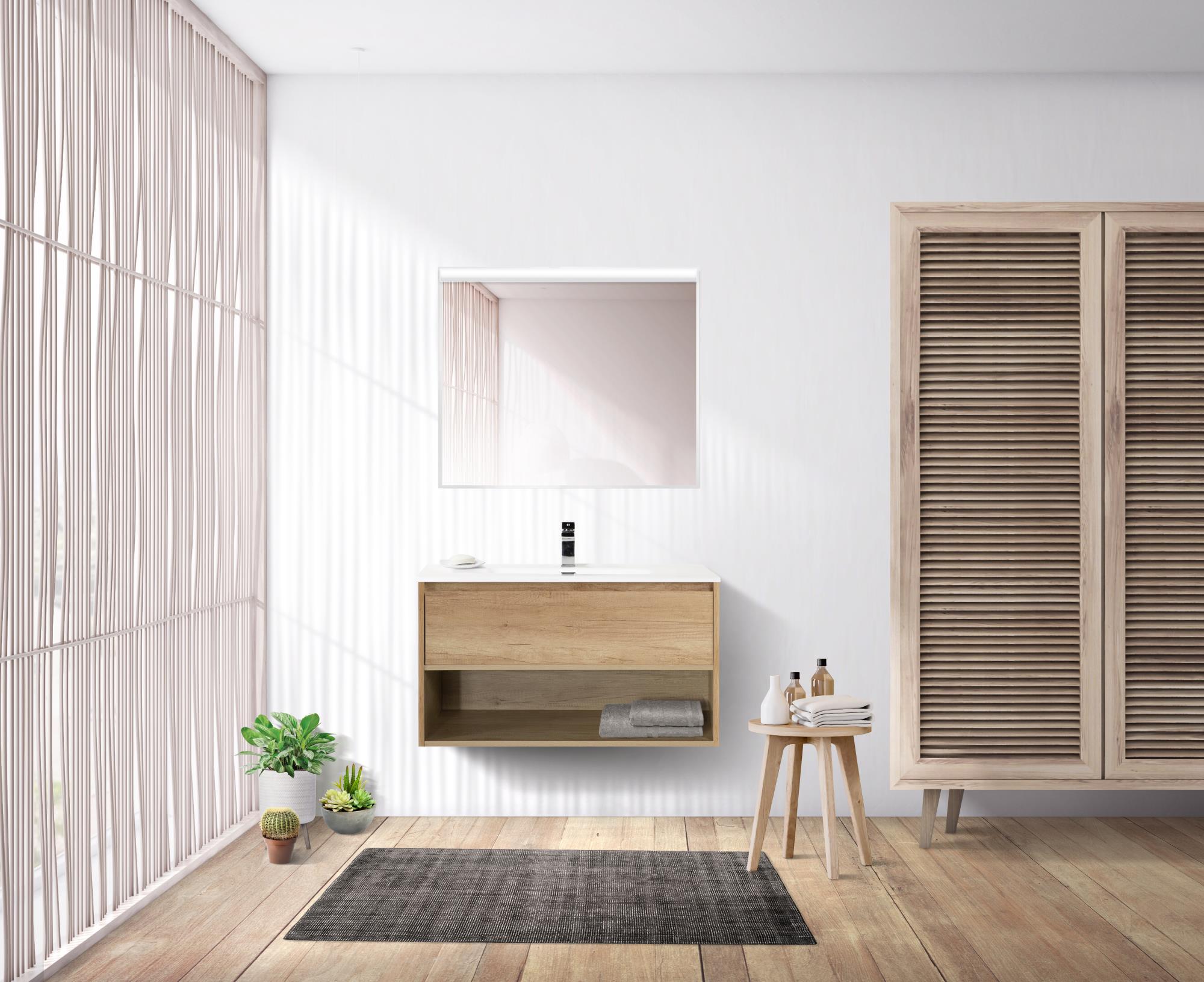 Приобрести belbagno тумба c раковиной kraft 90 см, с одним ящиком и полкой, подвесная rovere nebrasca nature, белая раковина