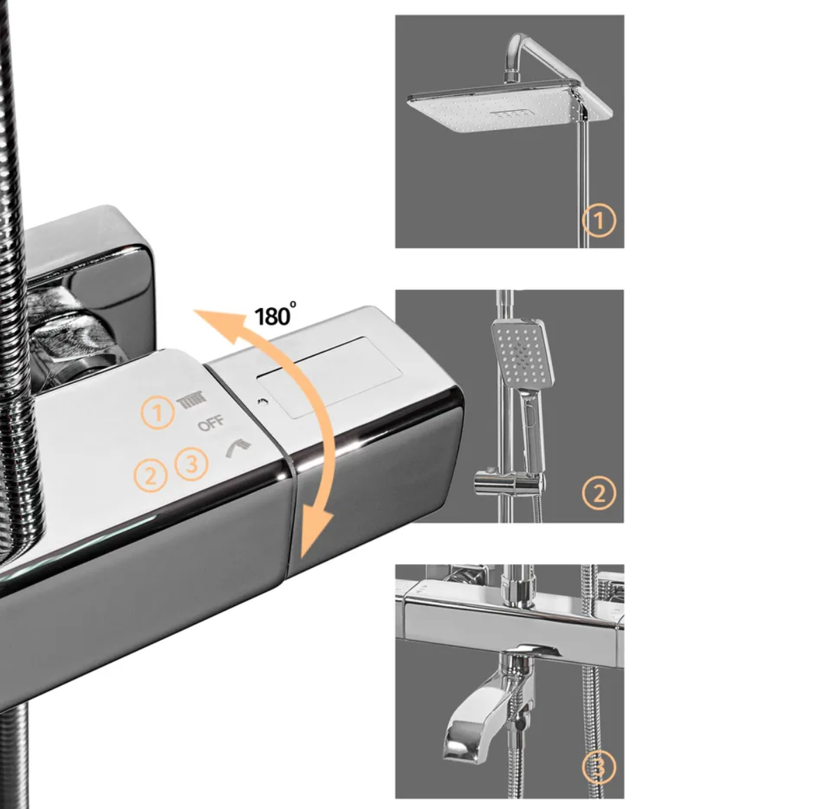Приобрести grocenberg душевая система с термостатом, хром gb7005cr