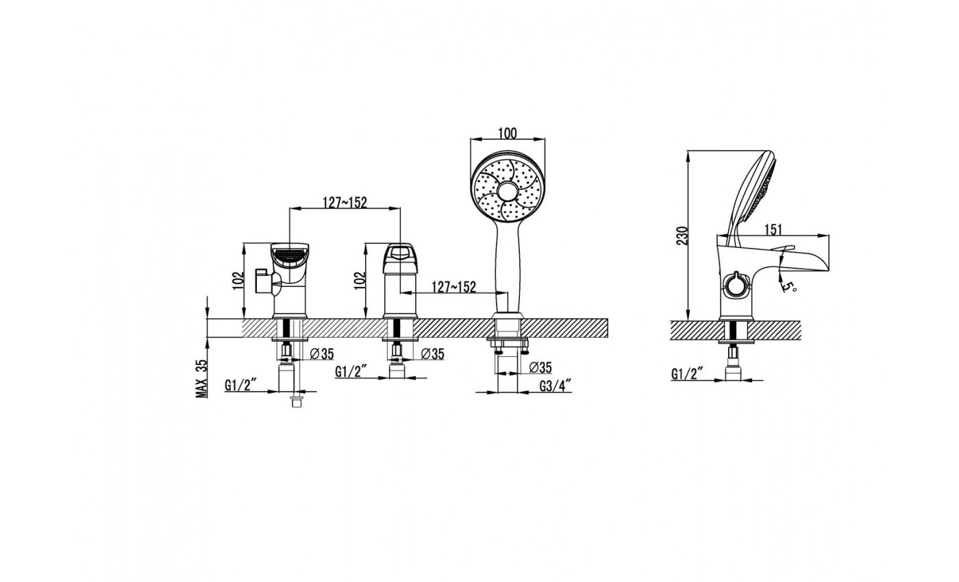 Приобрести lemark смеситель на борт ванны omega, 3 отверстия, хром lm3145c