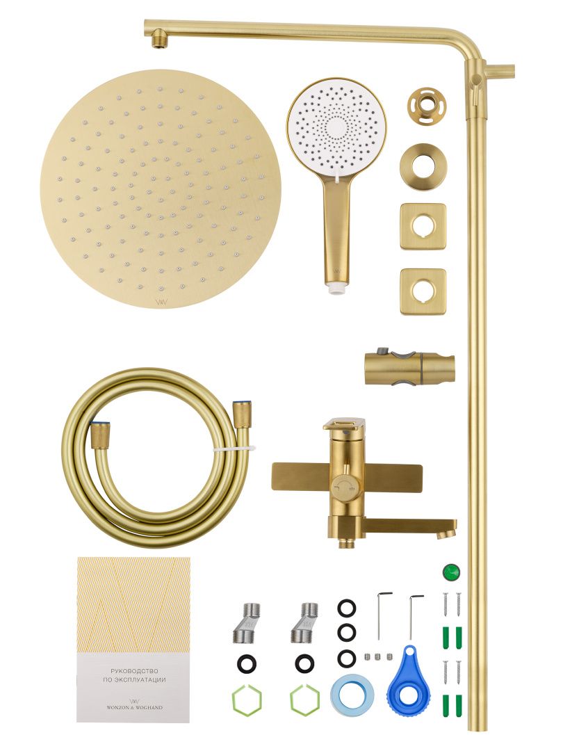Приобрести душевая система wonzon & woghand frame, брашированное золото (ww-88739010-bg)