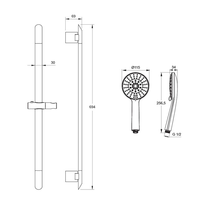 Приобрести iddis душевой гарнитур mirro 694мм, хром mirst5fi16