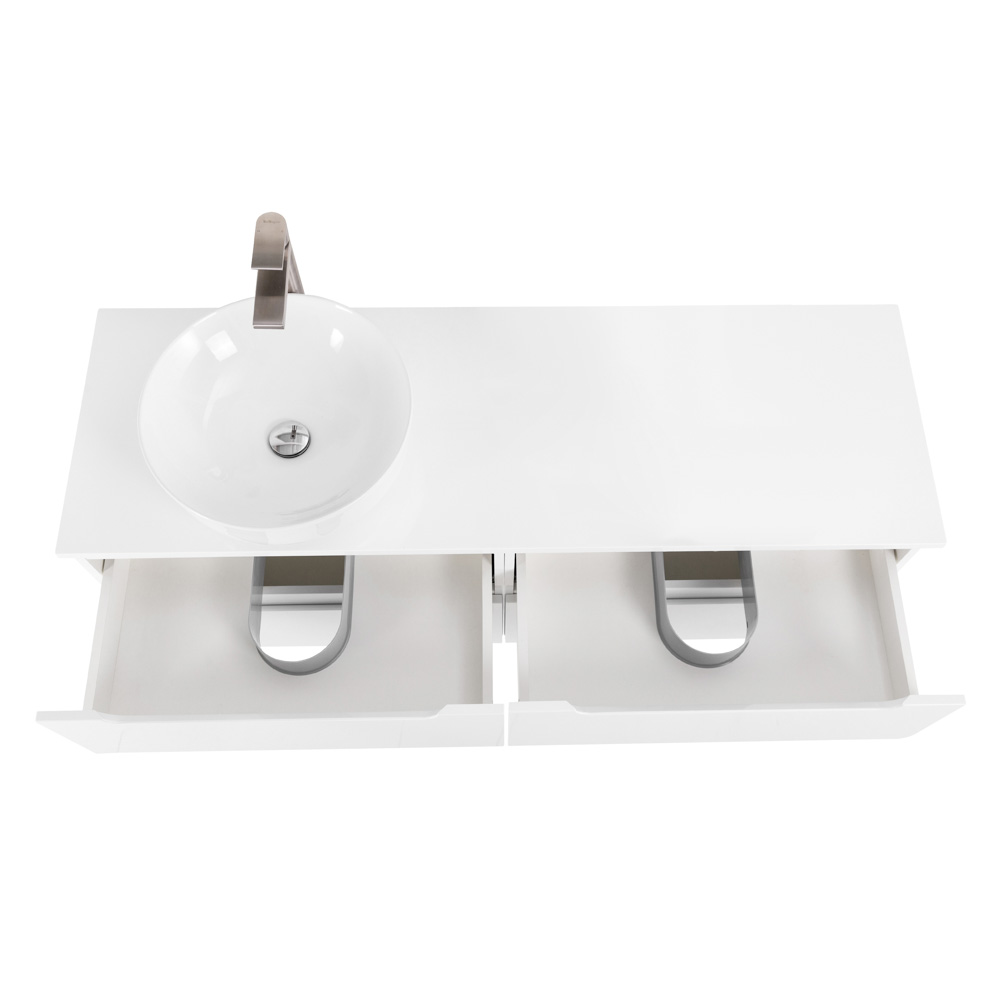 Приобрести belbagno тумба со столешницей etna 120 см, подвесная bianco lucido, раковина слева