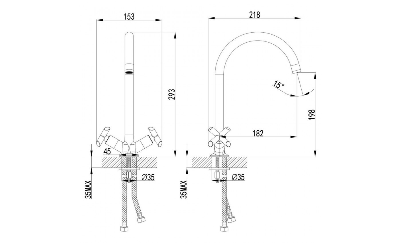 Приобрести lemark смеситель для кухни practica с поворотным изливом, двухвентильный, хром lm7504c