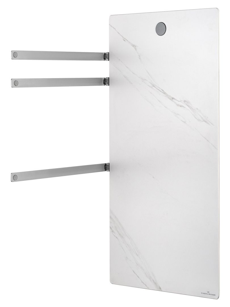 Приобрести полотенцесушитель электрический с каменной плитой белый мрамор wonzon & woghand stuttgart, брашированный никель (ww-a503-br)