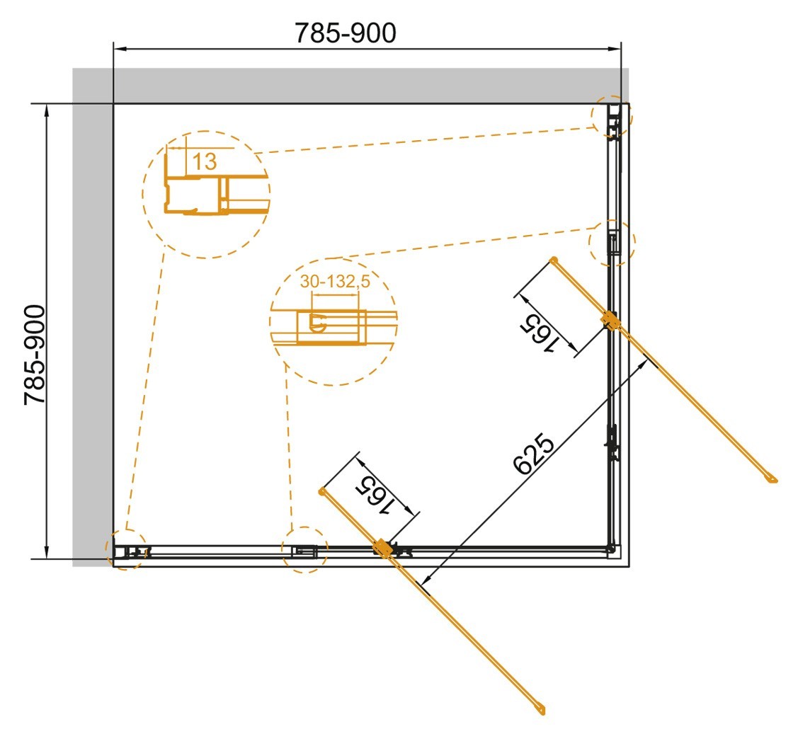 Приобрести cezares душевое ограждение variante 80-90см variante-a/ah-2-80/90-c-cr