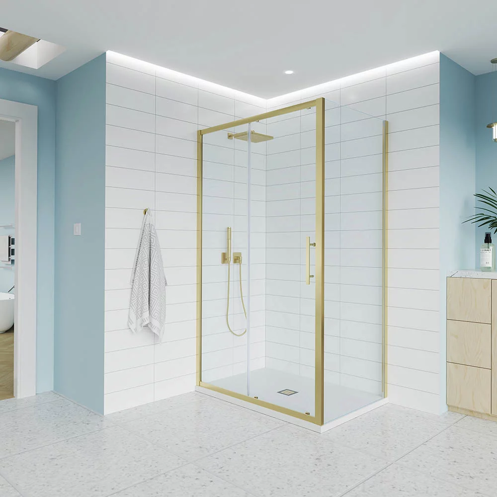 Приобрести veconi душевое ограждение evo 180х80 см, брашированное золото, прозрачное e1-sp-g-18080-01-c9