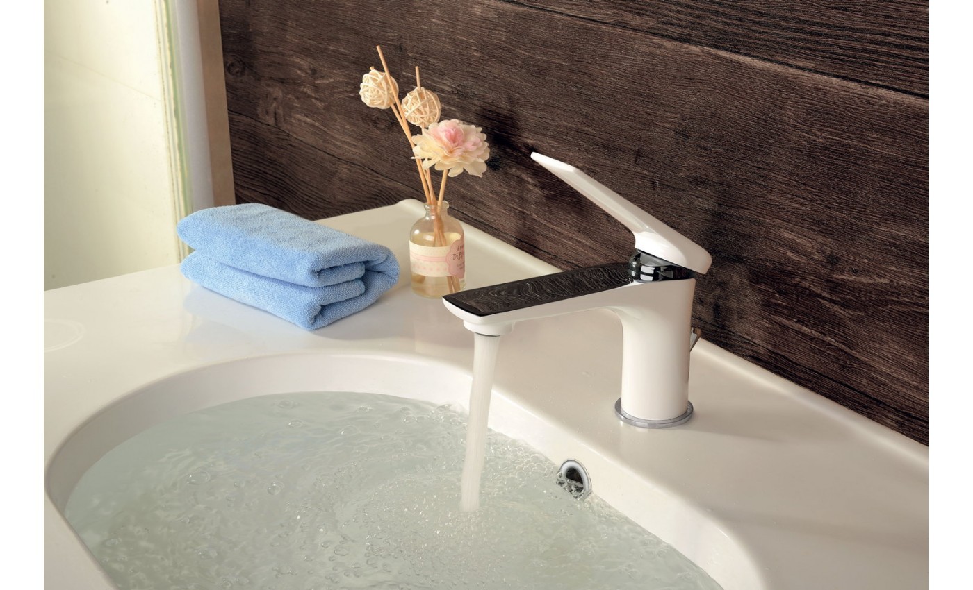 Приобрести lemark смеситель для раковины allegro с донным клапаном, белый\хром lm5906cw