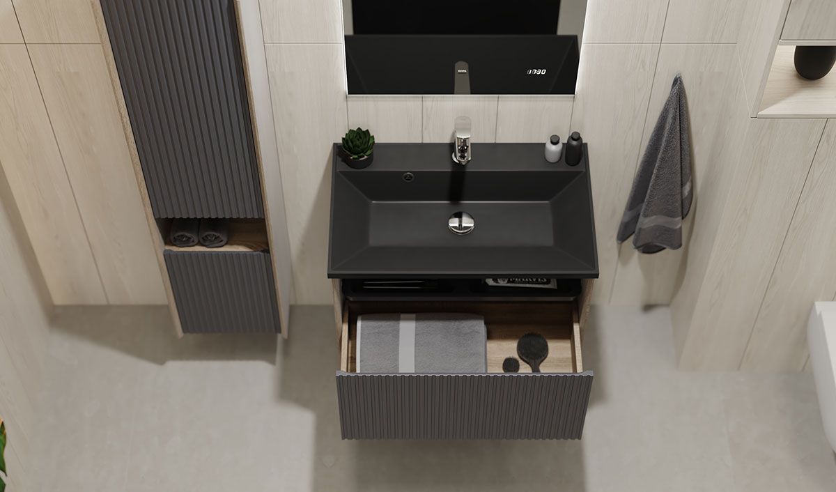 Приобрести jorno тумба подвесная tossony 70 см, антрацит\дуб самдал