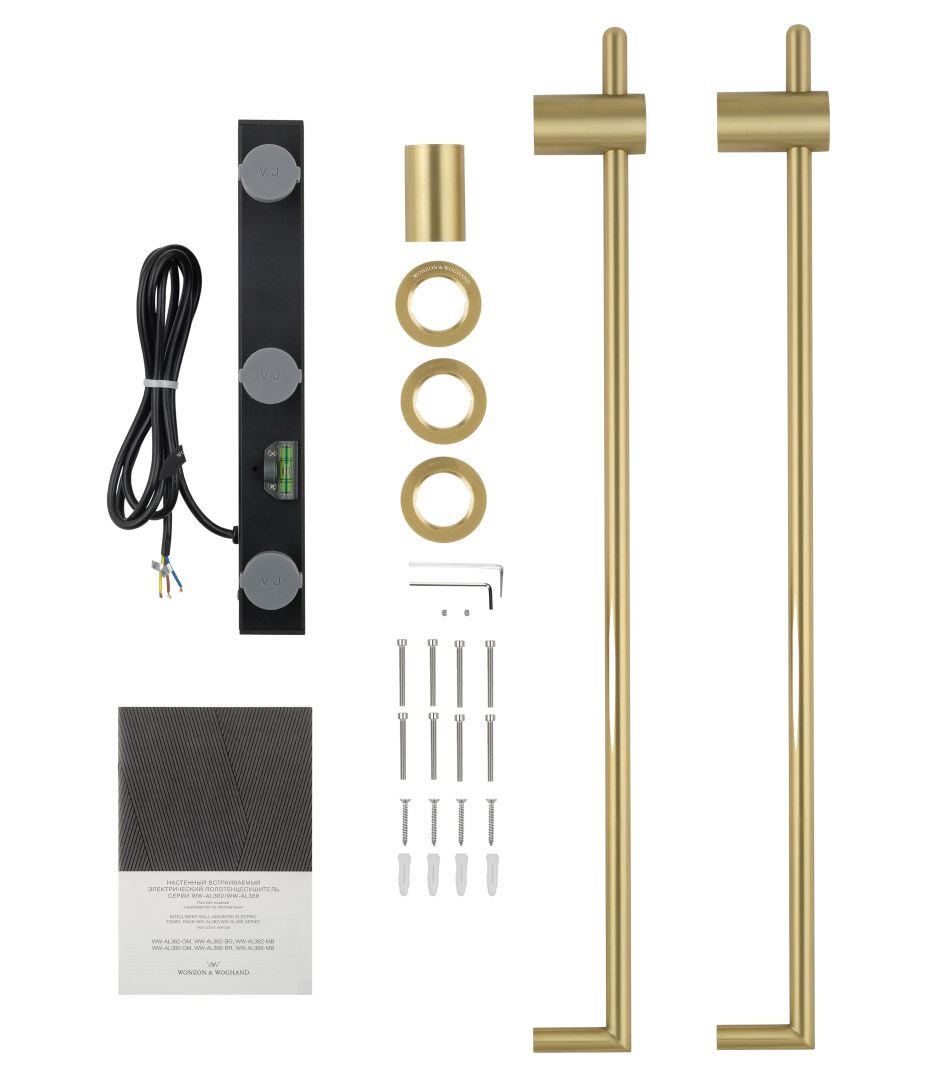 Приобрести полотенцесушитель электрический встраиваемый wonzon & woghand leipzig, брашированное золото (ww-al3621-bg)
