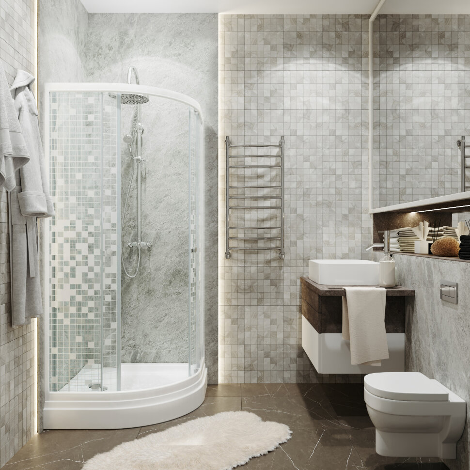 Приобрести тритон душевое ограждение стандарт а аква мозайка 100х100 см, белая с узором щ0000025927