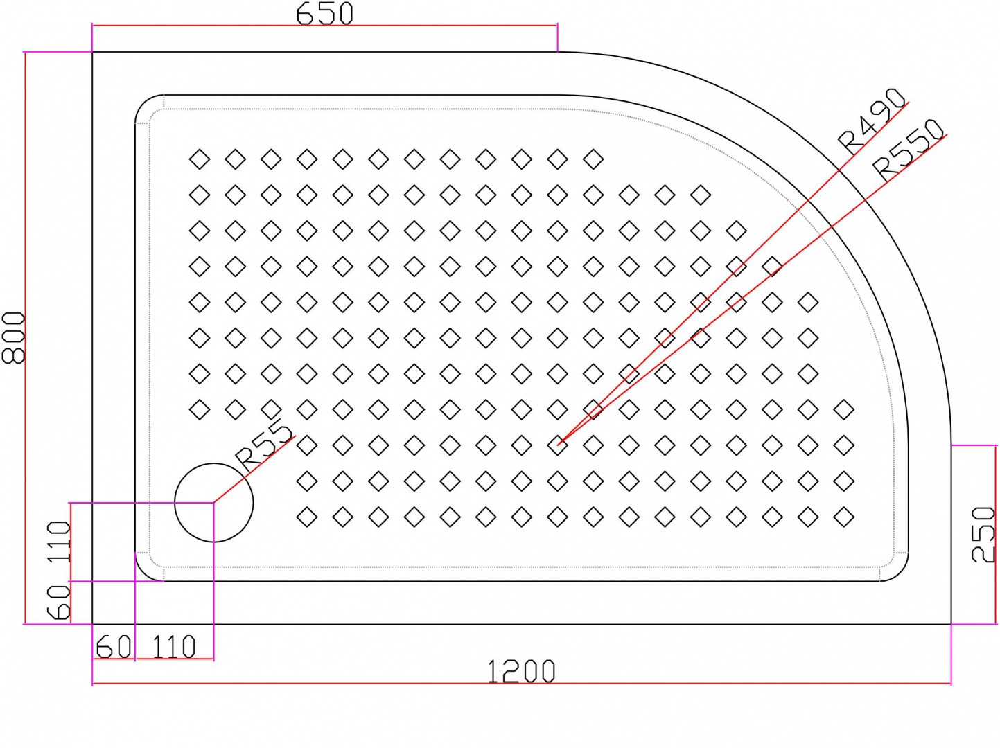 Приобрести cezares поддон акриловый tray 120х80см tray-a-rh-120/80-550-15-w-l