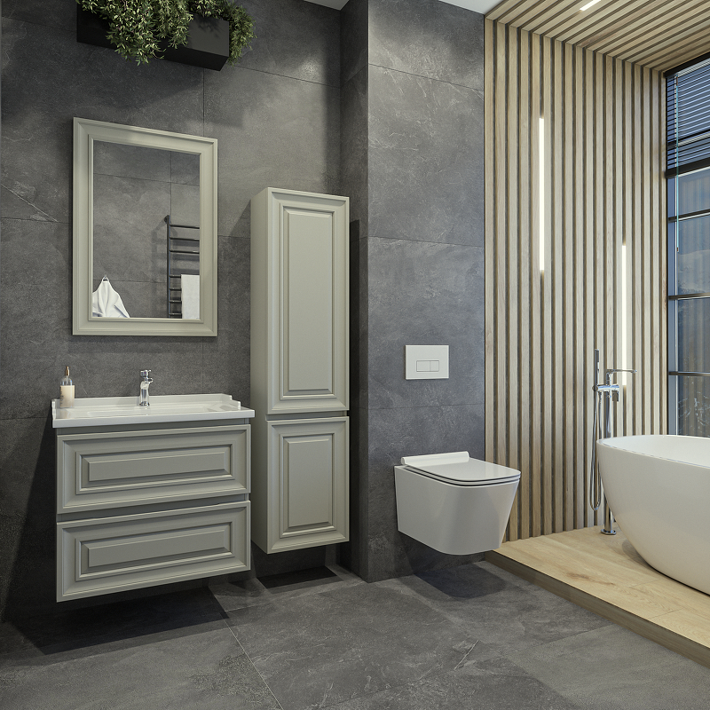 Приобрести caprigo тумба с раковиной подвесная ponza 70 см, темно серая 13520-030.000.00.20