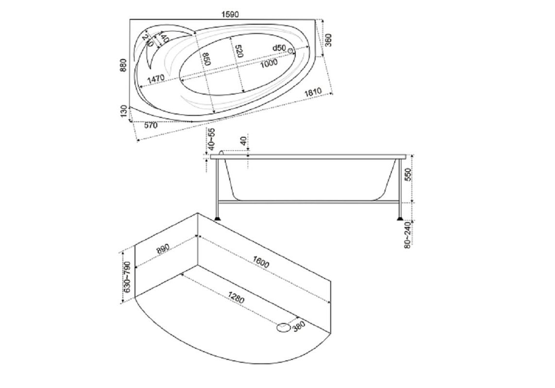 Приобрести bas акриловая ванна флорида r 160*90