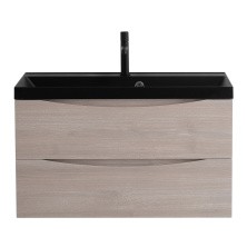 BelBagno Тумба с раковиной MARINO 80 см, подвесная Rovere Grigio, чёрная раковина