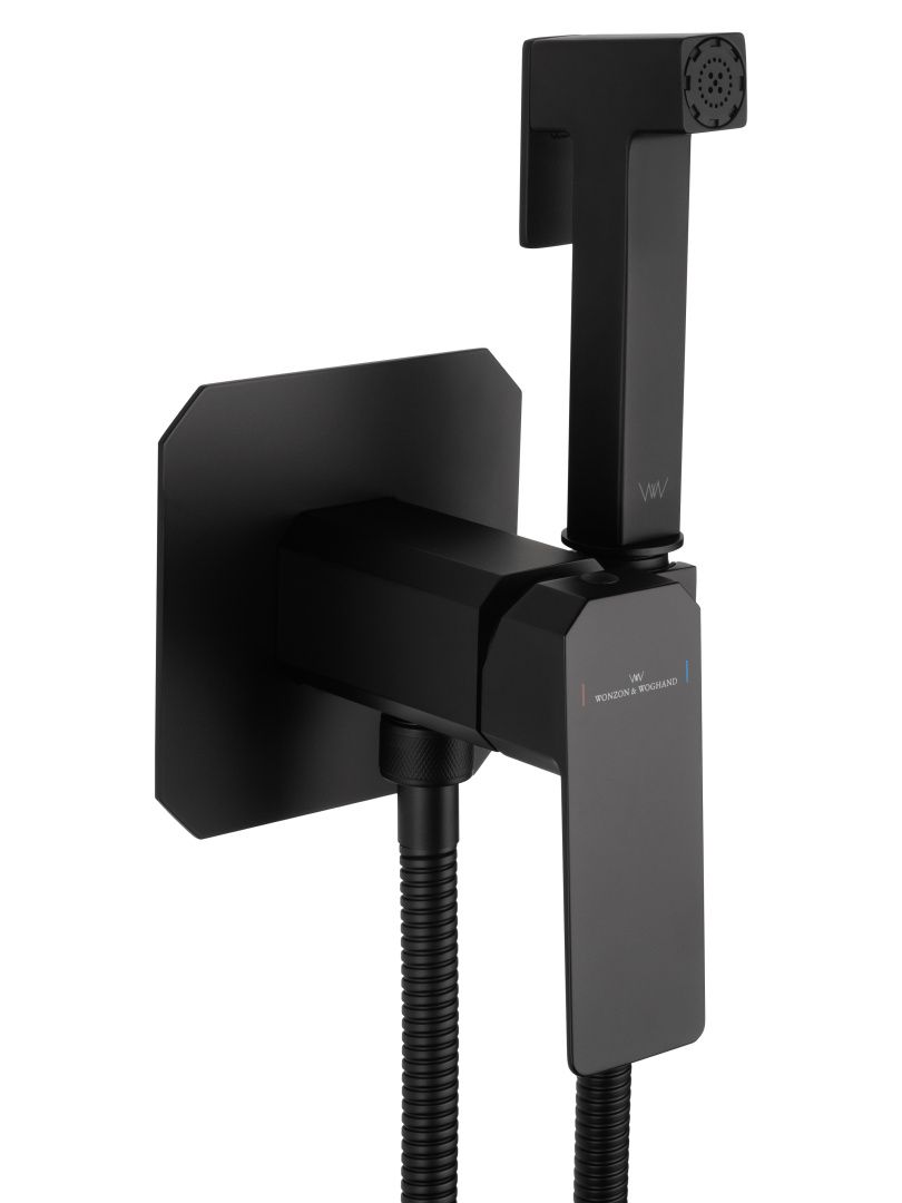 Приобрести смеситель с гигиеническим душем встраиваемый wonzon & woghand diamond, черный матовый (ww-88829011-mb)