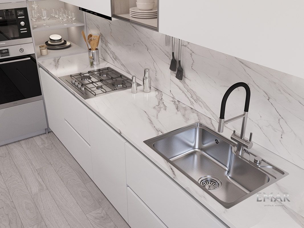 Приобрести oulin кухонная мойка 70х46 см, сатин oulin ol-cs210