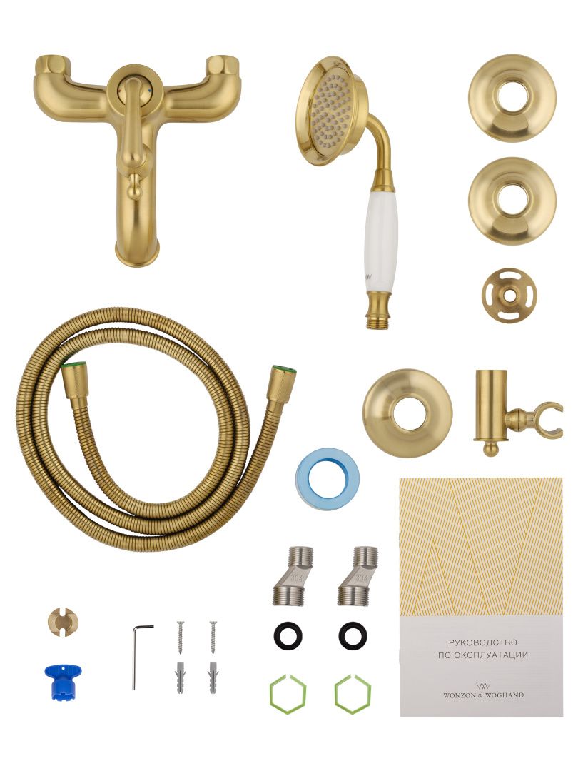 Приобрести смеситель для ванны с душем wonzon & woghand steam, брашированное золото (ww-88639008-bg)