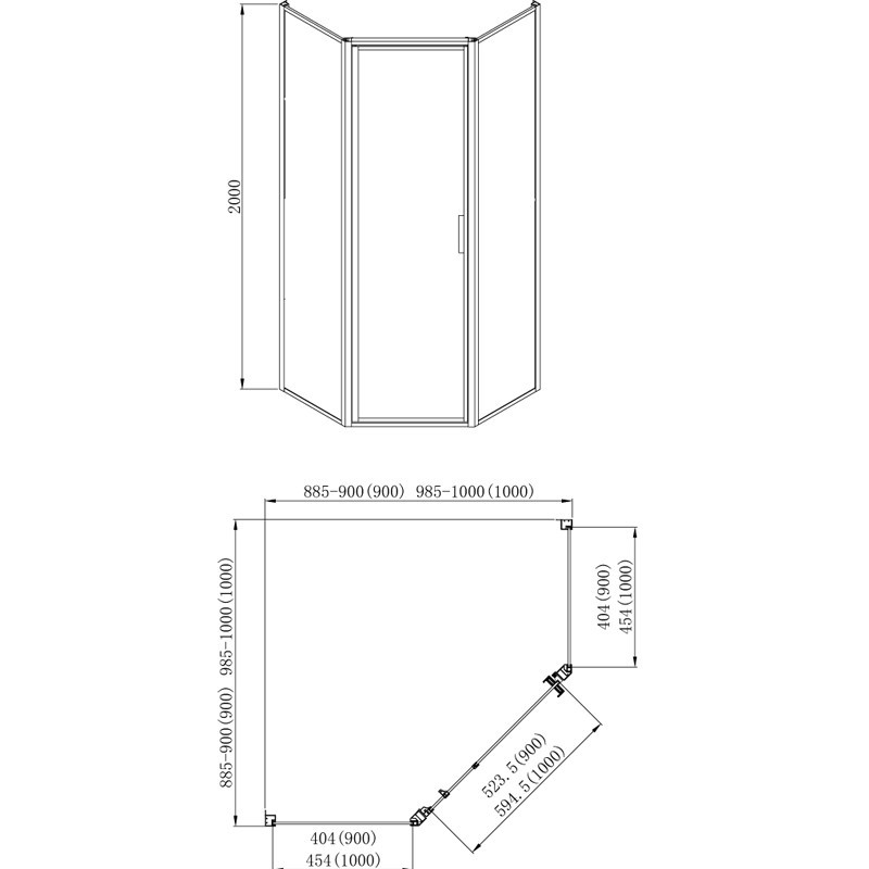 Приобрести ограждение душевое azario richmond 100х100, пентагональное, черное az-nag3231