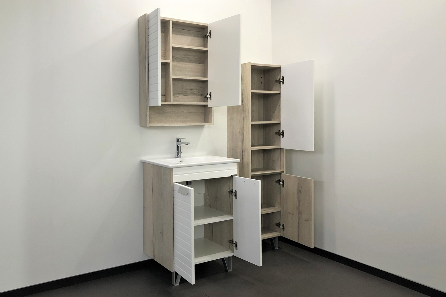 Приобрести сomforty зеркало-шкаф "клеон-60", белый/дуб дымчатый