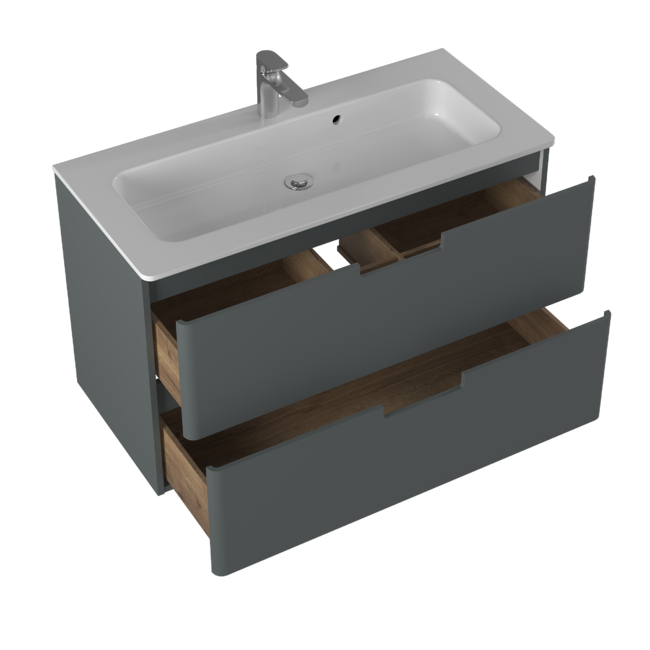 Приобрести briz тумба подвесная с раковиной prato grey 100 см, серая, матовая т18-100
