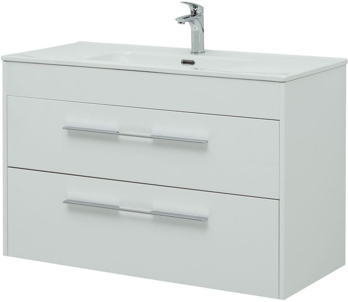 Приобрести aquanet тумба с раковиной августа 100 см, белая (ручка хром)