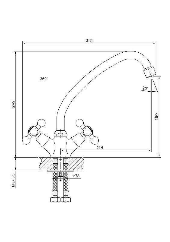 Приобрести haiba смеситель для кухни 249мм, хром hb-4519