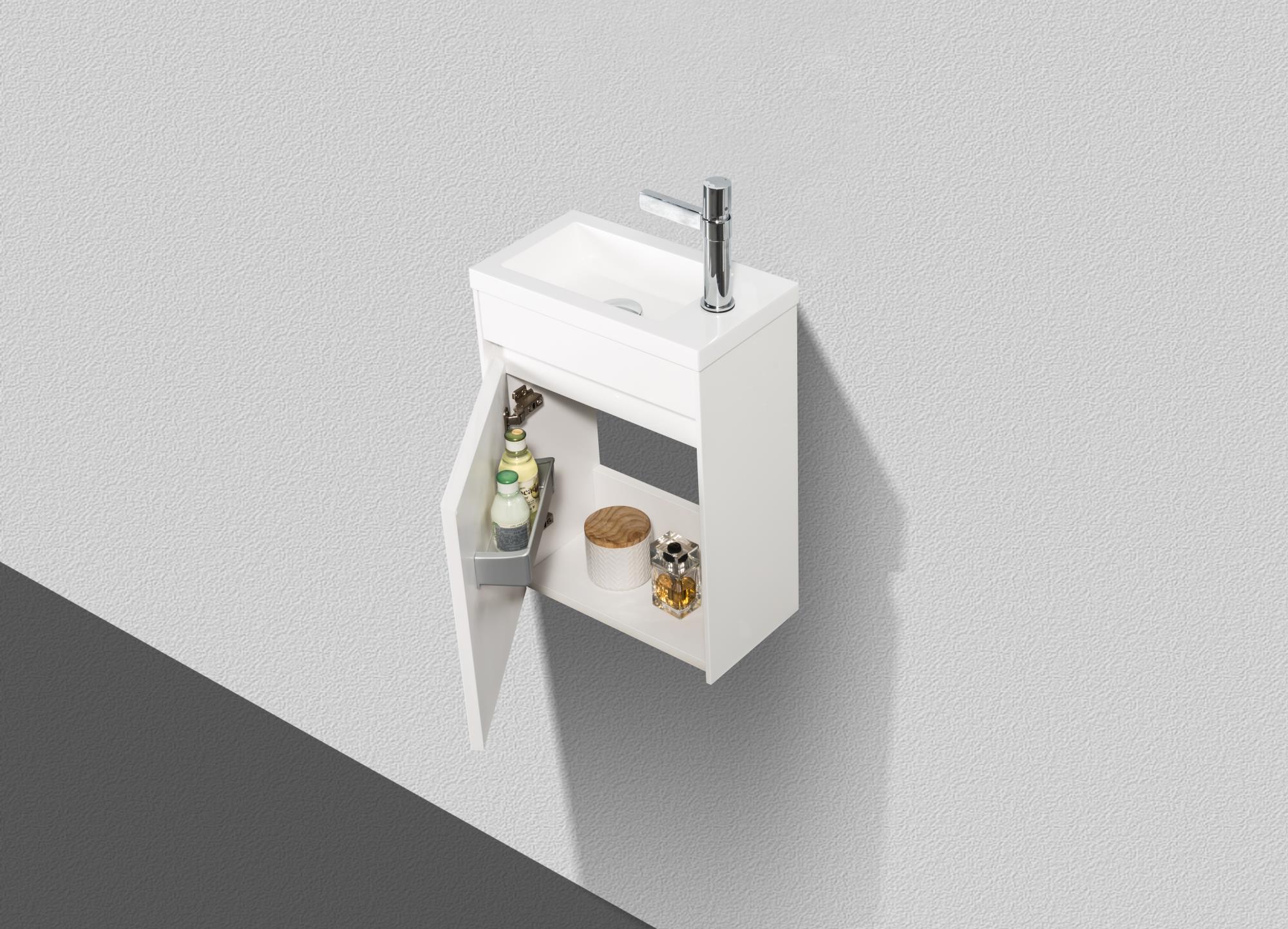 Приобрести belbagno тумба с раковиной pietra mini 46 см, подвесная с дверью 46-l bianco lucido, белая раковина