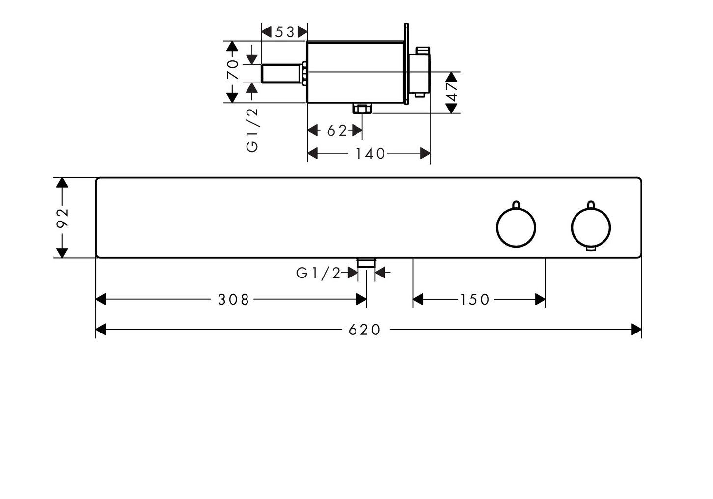 Приобрести смеситель для душа с термостатом hansgrohe shower tablet 600 13108400