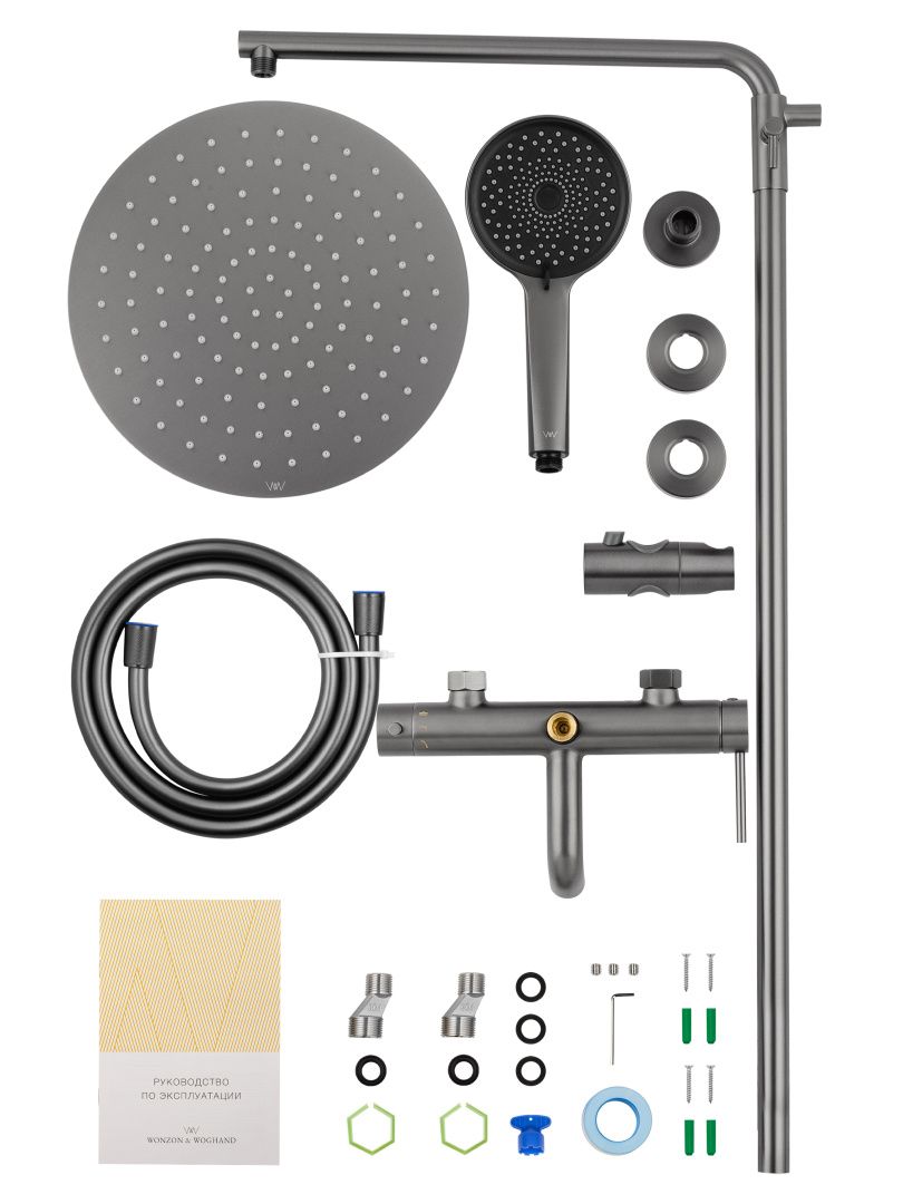 Приобрести душевая система wonzon & woghand stick, темный графит (ww-88739017-bgm)