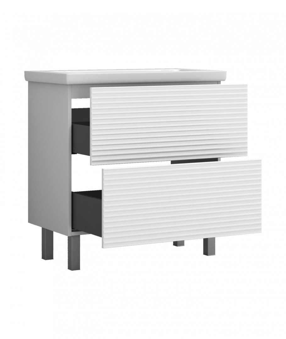 Приобрести vigo тумба с раковиной otti 80см, 2 ящика, напольная, белая tn.ott.com.80.2y