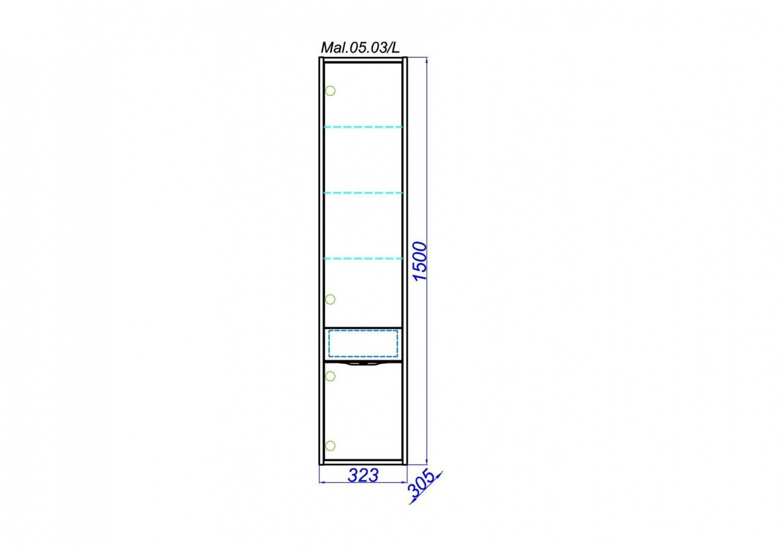 Приобрести пенал подвесной aqwella malaga 32 см mal.05.03/l
