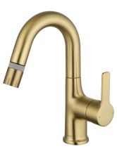 Смеситель для раковины с выдвижным изливом WONZON & WOGHAND, Брашированное золото (WW-FE01L212-BG)