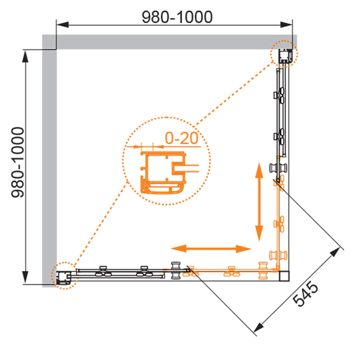 Приобрести cezares душевое ограждение anima 100х100 см, хром anima-w-a-2-100-p-cr