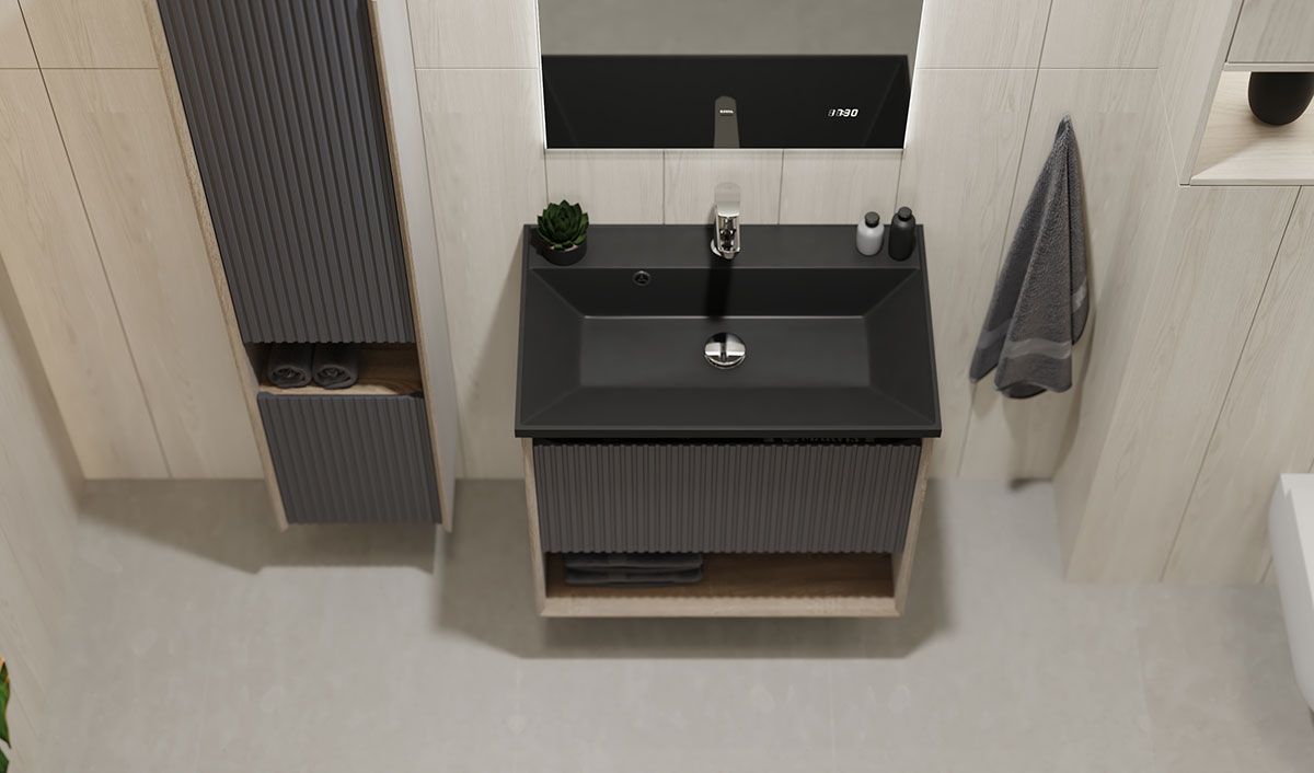 Приобрести jorno тумба подвесная tossony 70 см, антрацит\дуб самдал