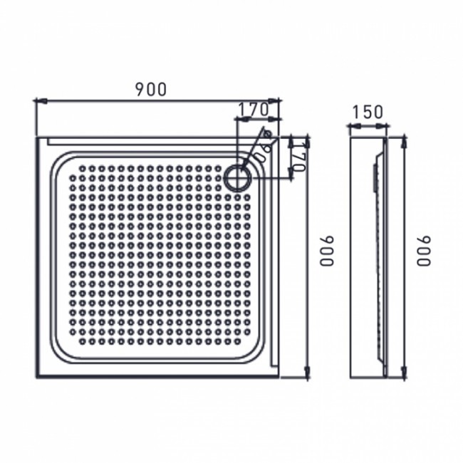 Приобрести душевой поддон alex baitler 90х90 см ab9017h-1