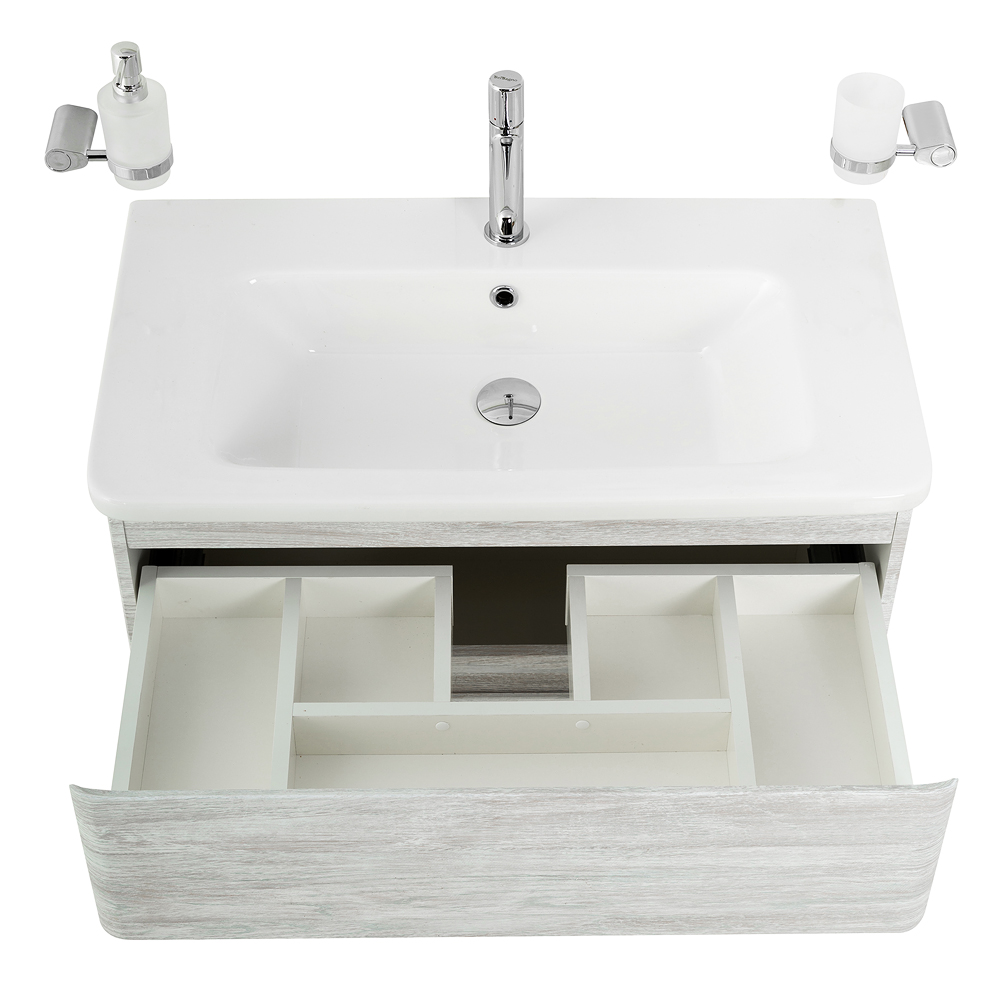 Приобрести belbagno тумба с раковиной albano-cer 80 см, подвесная rovere vintage bianco, белая раковина