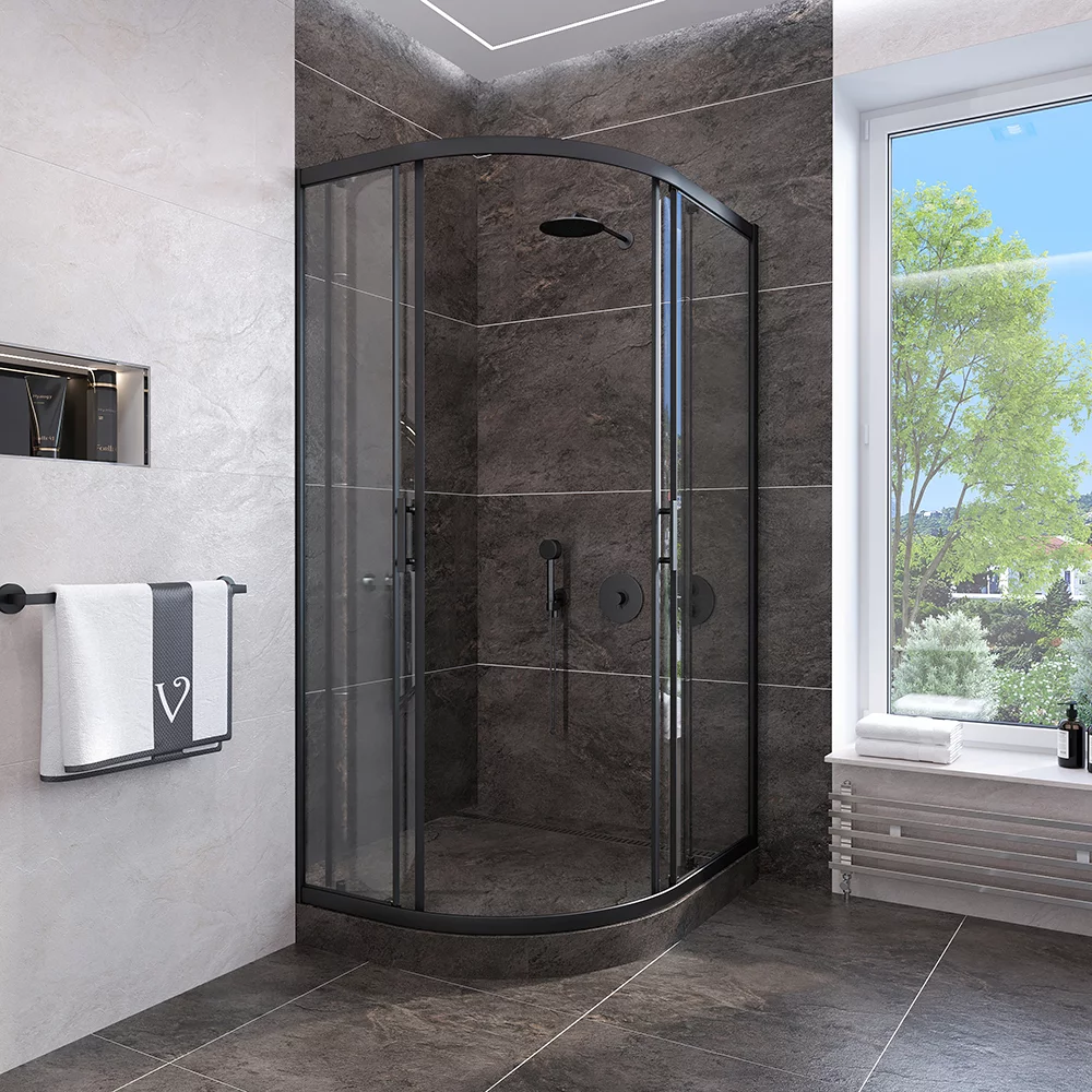 Приобрести veconi душевое ограждение rovigo 90х90 см, черное, прозрачное rv107b-90-01-c4