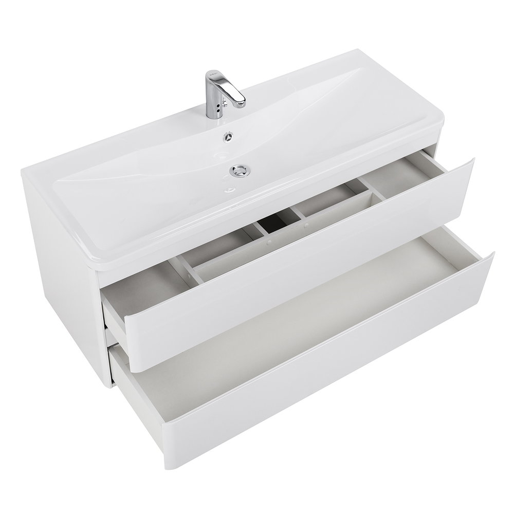 Приобрести belbagno тумба с раковиной albano 120 см, подвесная bianco lucido, белая раковина