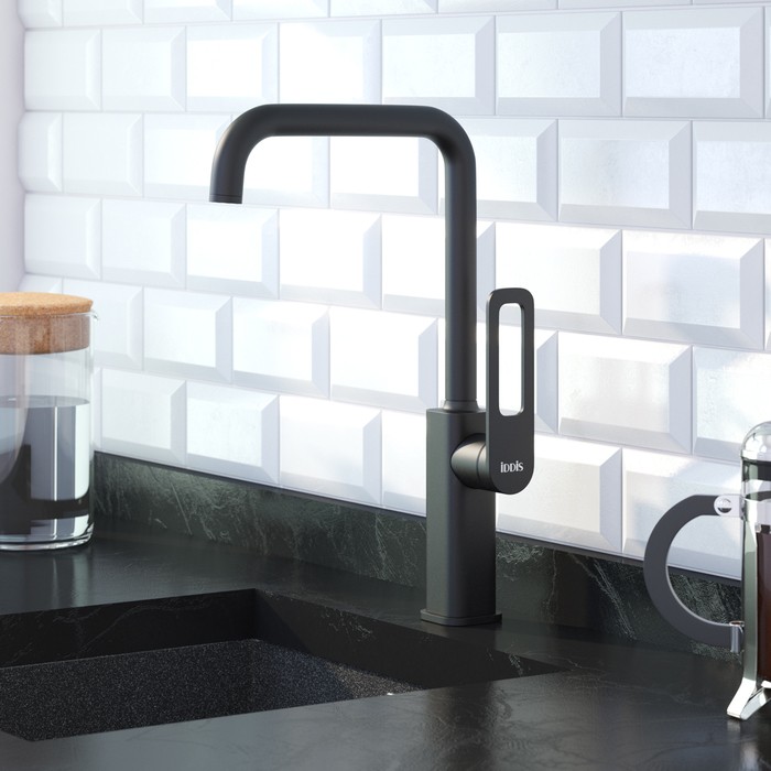 Приобрести iddis смеситель для кухни slide 370мм, черный матовый slibl00i05
