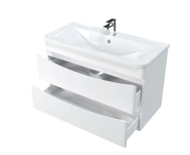 Приобрести mirsant тумба подвесная bravo 100 см с раковиной adel 100, ут000087271