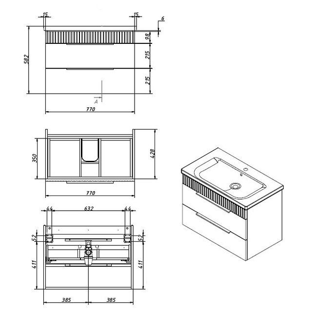 Приобрести caprigo тумба с раковиной monbar-smalty 80 см, графит, эмаль 36312eml 2