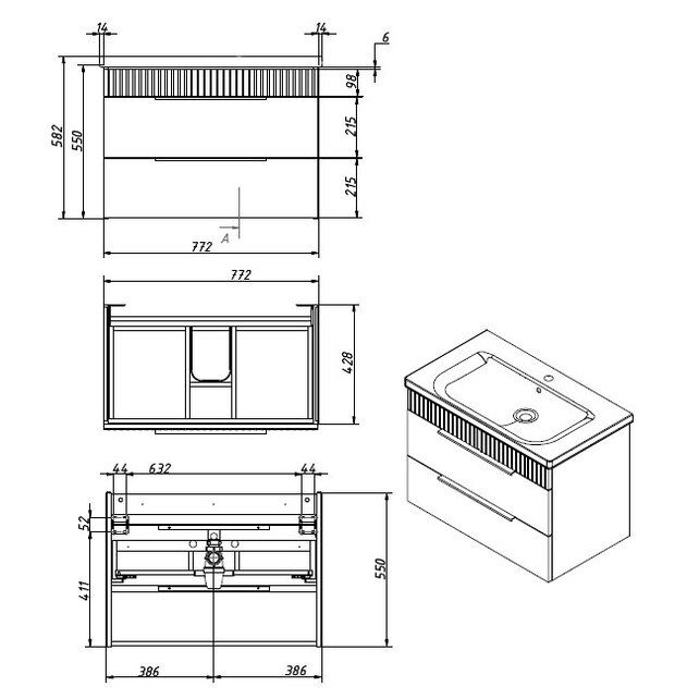 Приобрести caprigo тумба с раковиной monbar -albero 80 см, палисандр, шпон 66312 1