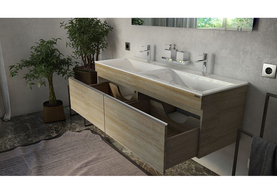 Приобрести тумба подвесная с раковиной velvex pulsus 140 см tppul.140-25, дуб сонома