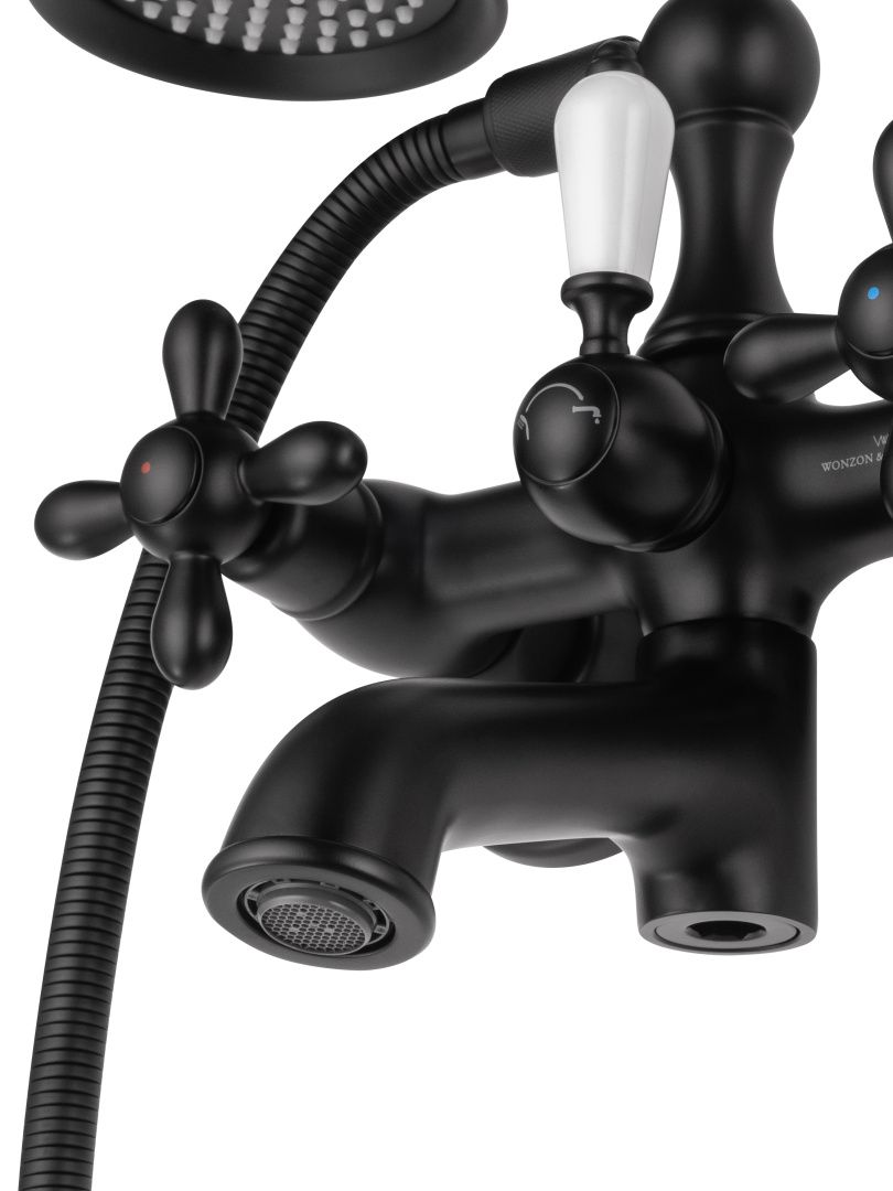 Приобрести смеситель для ванны с душем wonzon & woghand retro, черный матовый (ww-88639020-mb)